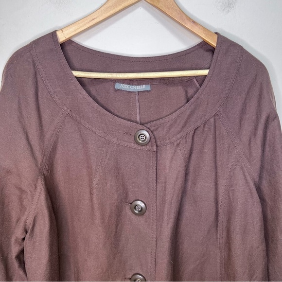 ADDITION Elle Brown Linen Lightweight Jacket Size 2x - Picture 2 of 11